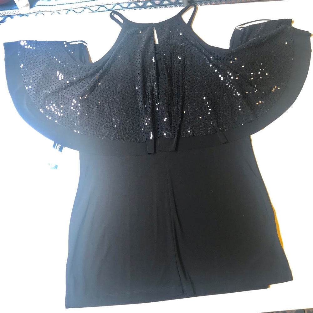 R&M Richards Mini Dress Size Medium Black Sparkle